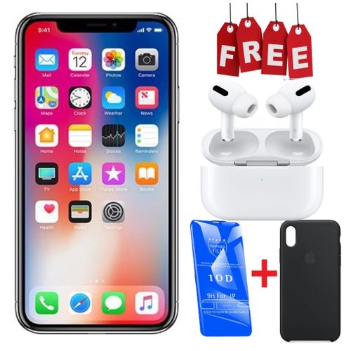 Apple iPhone XS Max - 256GB HDD - 4GB RAM - Silver + Free AirPods pro + Cover + Protector