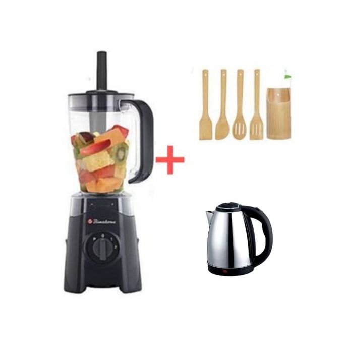 Smart High Speed Electric Blender - 1.25L+ Smoothie Maker - Black + Wood Spoon & Free Kettle