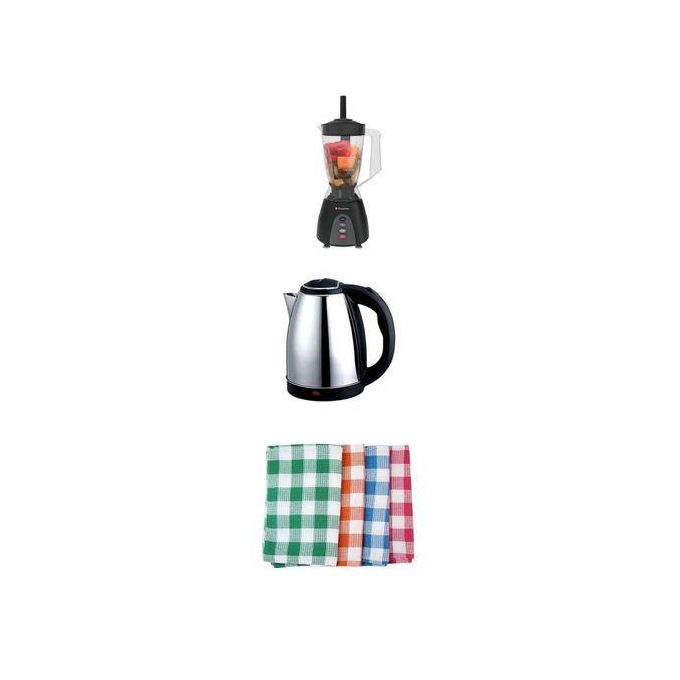 Smart 2in1 Electric Blender + Black + Kettle & 4pieces Napkins.
