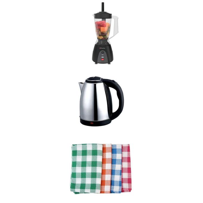 Smart 2in1 Electric Blender + Black + Kettle & 4pieces Napkins.