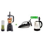 Binatone Electric Blender - 1.25L+ Smoothie Maker - 0.5L - Black + Kettle & Iron