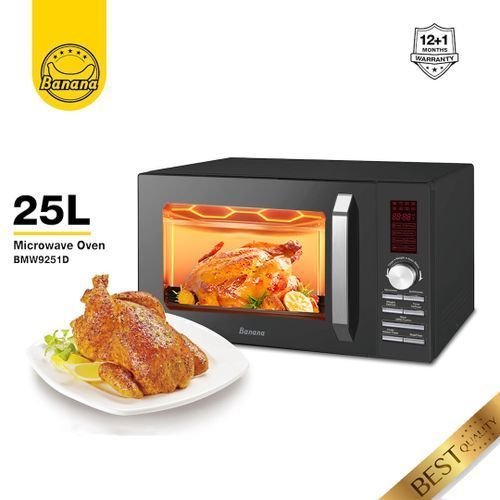Banana 25L - Digital Microwave Oven & Grill With Timer - 1000W - Black