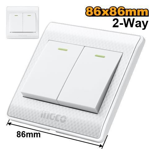 Elite HESSH02103 Switch 2-Way 2 Gang 16A -White