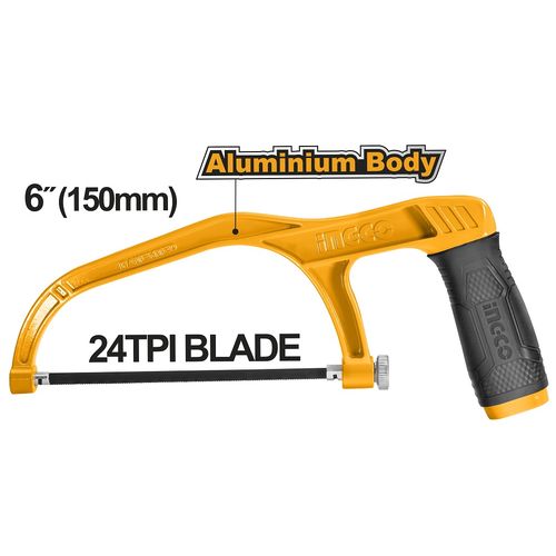 Elite Commercial-Grade MHHF1503 Mini Hacksaw Frame - 6" - Yellow