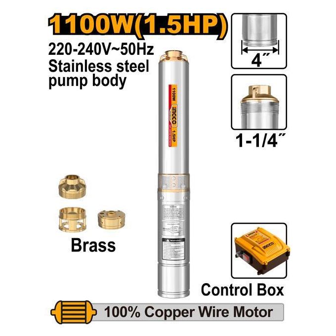 Reliable Essential DWP110062 4" Deep Well Pump - Silver