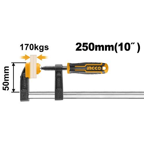 Industrial High-Performance HFC020503 F Clamp - 50 x 250mm - Yellow