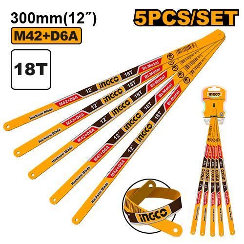 Superior HSBKT12185 Bi-Metal Hacksaw Blade Set 18T 12" - Yellow