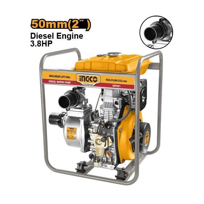 Precision Commercial-Grade GEP201 Diesel Water Pump - Black & Yellow