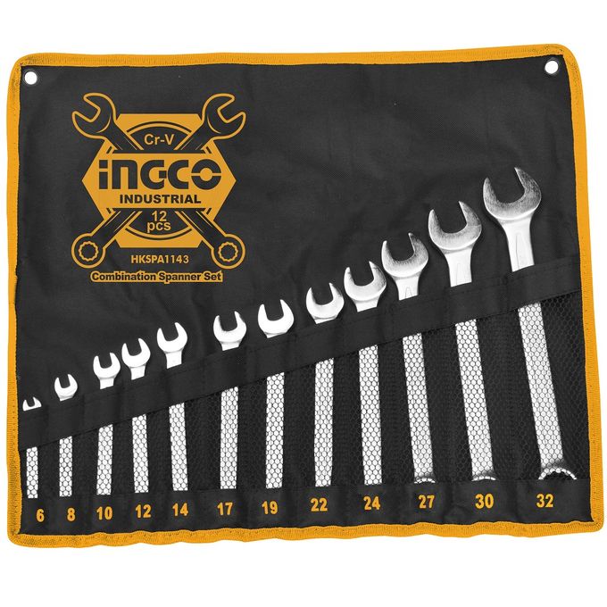 High-Performance Commercial-Grade HKSPA1143 12 Piece Combination Spanner Set - Yellow