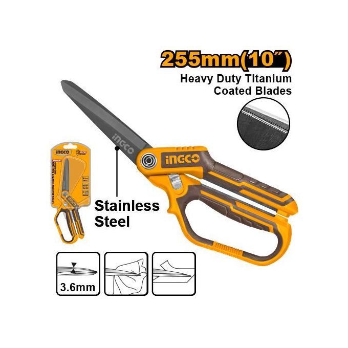 Elite HSCRS832558 Rubber Grip Long-blade Heavy Duty Scissors - Brown/Yellow