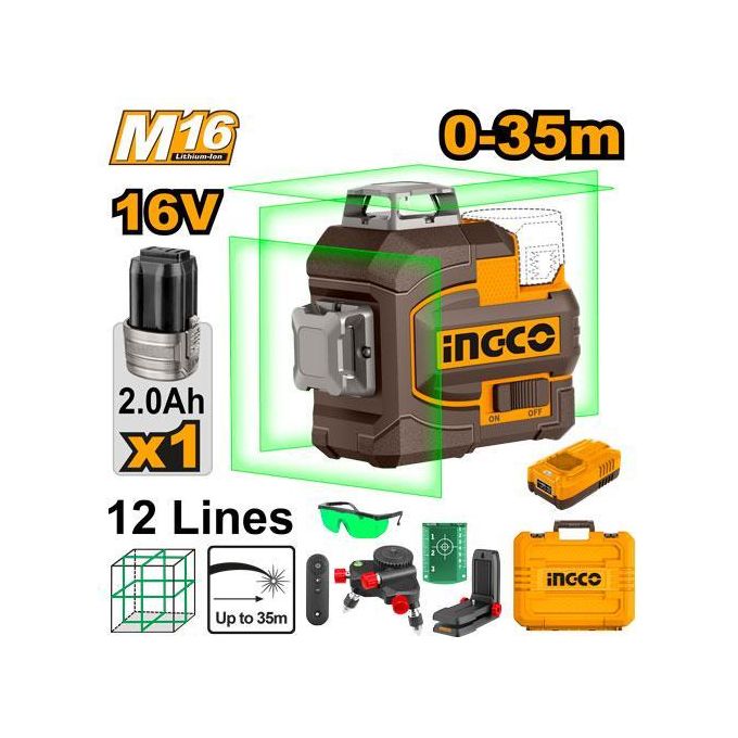 Quality HLL301201 Cordless 3D Laser Level - Brown & Yellow