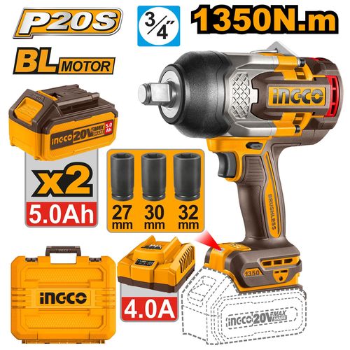 Professional CIWLI20135 Cordless Impact Wrench - Brown & Yellow