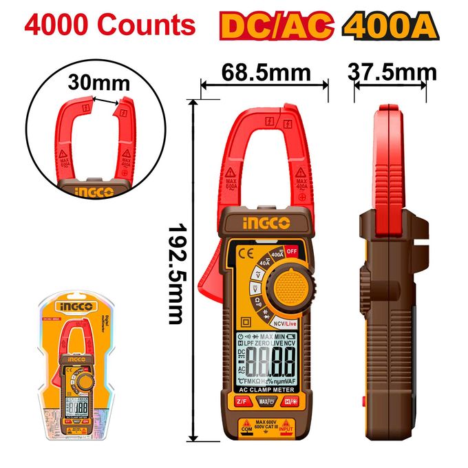 Advanced DCM62002 DC/AC Clamp Meter - Brown/Red/Yellow