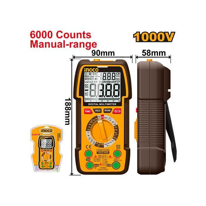 High-Performance Elite DM310002 Digital Multimeter - Brown & Yellow