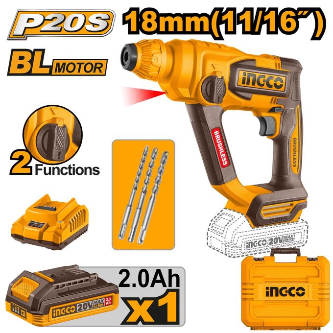 Elite Essential CRHLI201881 Cordless Rotary Hammer - Brown & Yellow