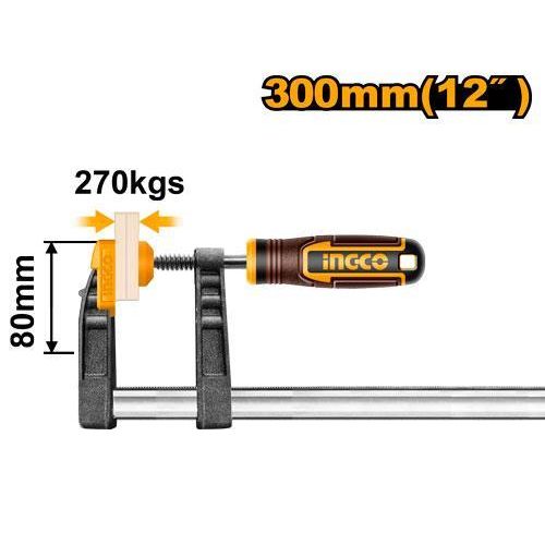 Precision HFC020802 F Clamp With Plastic Handle - Black/Silver/Yellow