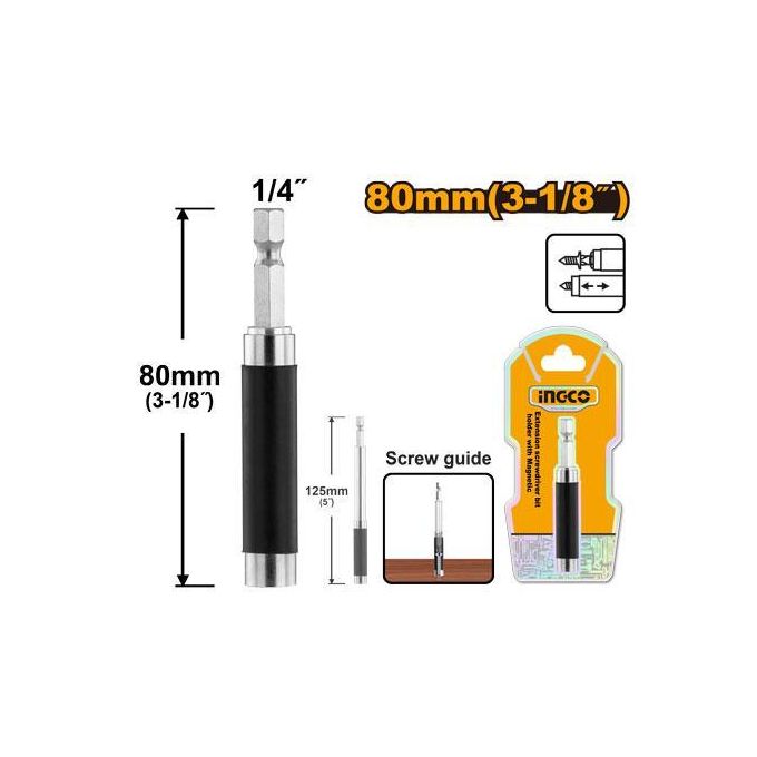 Essential Commercial-Grade ABH30801 Magnetic Extension Screwdriver Bit Holder - Black & Silver