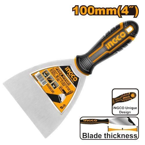 Precision HPUT08100 Putty Trowel With Rubber Handle 4" - Black & Silver