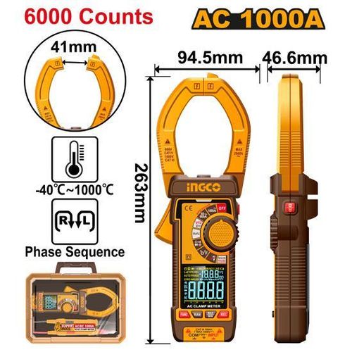 Superior DCM610001 Digital AC Clamp Meter - Brown & Yellow