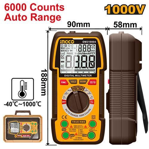Essential Quality DM310004 Digital Multimeter - Brown & Yellow