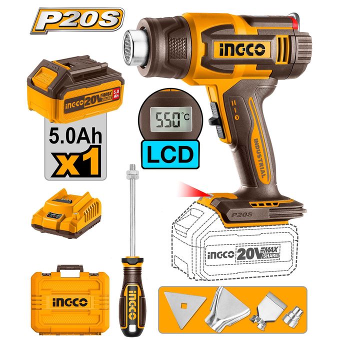 Superior Quality HGLI20035 Cordless Heat Gun - Brown & Yellow