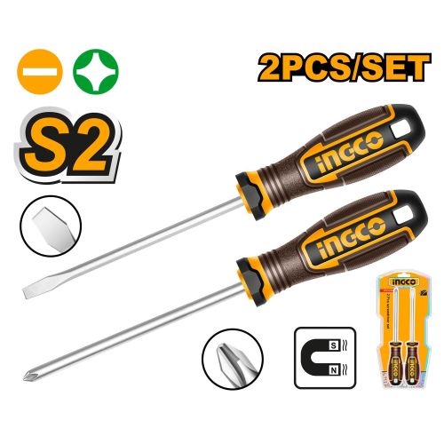 Superior HKSDS0228 2 Pieces Screwdriver Set - Brown & Yellow