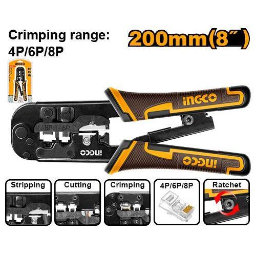 Elite Professional HMPCN2468R Modular Plug Crimper - Black & Yellow