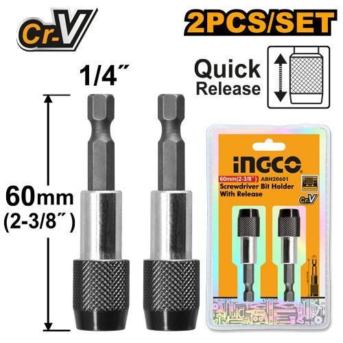 High-Performance ABH20601 Screwdriver Bit Holder With Release - Silver & Black