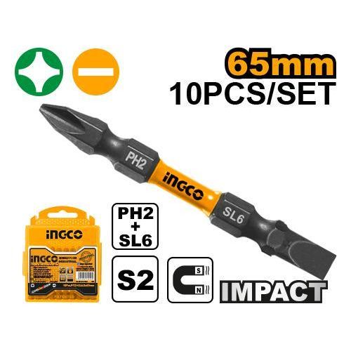 Heavy-Duty SDBIM21HL133 Impact Screwdriver Bits PH + SL 65mm - Black