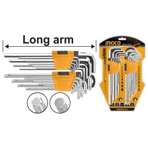 Quality Advanced HHKSET0181 18 Pieces Hex Key And Torx Key Set - Yellow