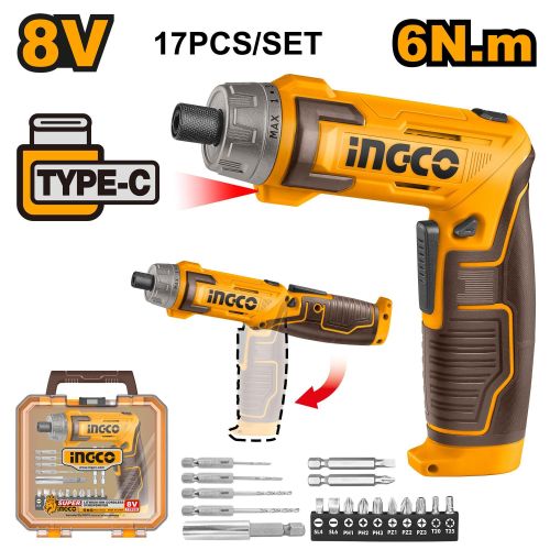 Robust Essential CSDLI08025 Cordless Screwdriver - Brown & Yellow