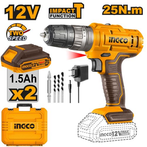 Heavy-Duty Industrial CIDLI1228 Cordless Impact Drill - Black & Yellow