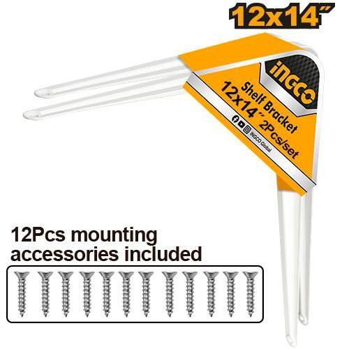 Reliable Heavy-Duty HSB11214 Shelf Bracket Set 12x14" - White