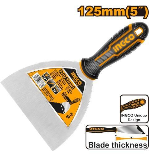 Premium Quality HPUT08125 Putty Trowel With Rubber Handle 5" - Black, Yellow & Silver