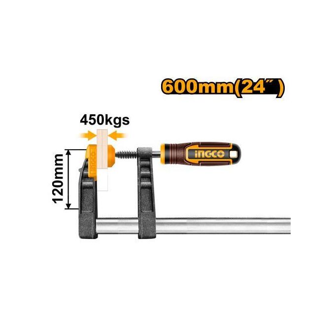 High-Performance Quality HFC021205 F Clamp With Plastic Handle - Black/Silver/Yellow