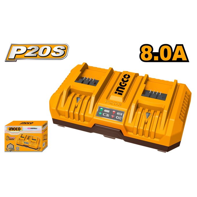 Professional FCLI2082 P20S 2-Port Lithium-Ion Battery Charger - Yellow