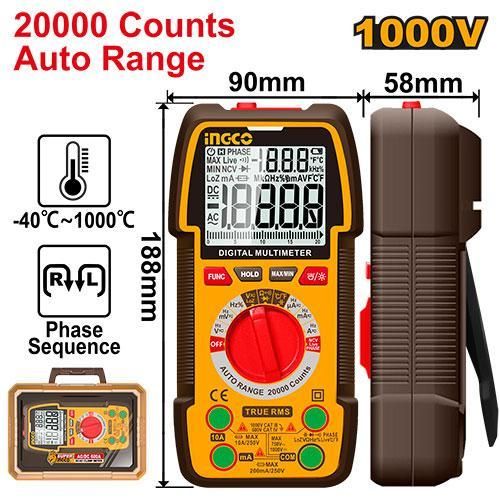 Commercial-Grade Industrial DM410003 Digital Multimeter - Brown & Yellow