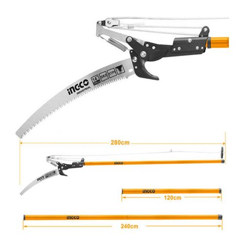 Commercial-Grade HEPS25281 Extendable Pole Saw & Pruner - Yellow