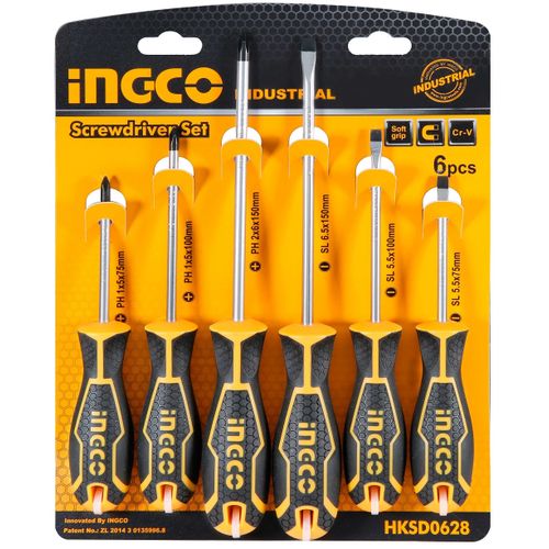 Durable HKSD0628 6 Piece Screwdriver Set - Yellow/Silver