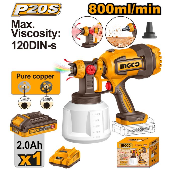Precision CSGLI20042 Cordless Spray Gun - Brown & Yellow