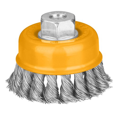 Advanced Heavy-Duty WB21001 Wire Cup Brush - 100mm - Yellow