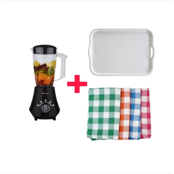 1.5L - 350W - Smart Electric Blender & Grinder - Black + Free Tray & 4 Pieces Napkins