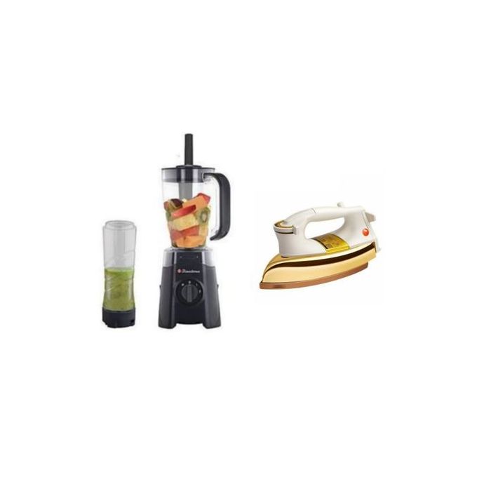 Durable Electric Blender - 1.25L+ Smoothie Maker - 0.5L - Black + Electric Heavy Dry Iron